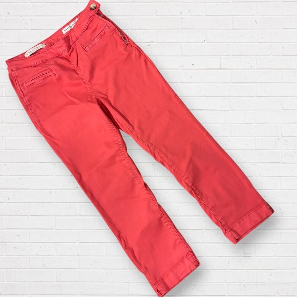 Pilcro & The Letterpress Coral Chino Pants High Rise Zip Ankle Anthropologie 29